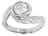 Pre-Owned Moissanite Platineve Bypass Ring 1.46ctw DEW.