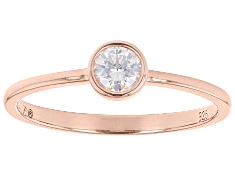 Pre-Owned Moissanite Platineve and 14k rose and yellow gold over sterling silver ring set of three .