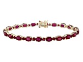 Pre-Owned Red Mahaleo® Ruby 10k Yellow Gold Tennis Bracelet 13.75ctw