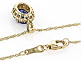 Pre-Owned Blue Tanzanite With White Diamond 10k Yellow Gold Pendant With Chain 1.36ctw