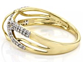 Pre-Owned White Diamond 10k Yellow Gold Crossover Ring 0.25ctw