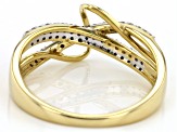 Pre-Owned White Diamond 10k Yellow Gold Crossover Ring 0.25ctw