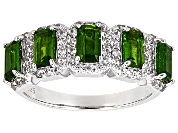 Picture of Pre-Owned Green Chrome Diopside Rhodium Over Sterling Silver Ring 2.05ctw