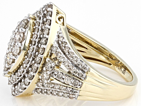 Pre-Owned Diamond 10k Yellow Gold Cluster Ring 2.00ctw