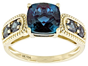 Pre-Owned Blue Lab Created Alexandrite 10k Yellow Gold Ring 2.79ctw