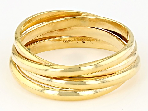 Pre-Owned Splendido Oro™ Divino 14k Yellow Gold With a Sterling Silver Core Crossover Band Ring