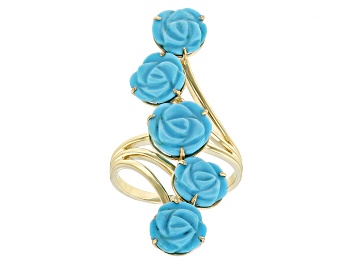 Picture of Pre-Owned Blue Sleeping Beauty Turquoise 10k Yellow Gold Ring