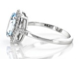 Pre-Owned Aquamarine With White Diamond Rhodium Over 10k White Gold Ring 1.41ctw