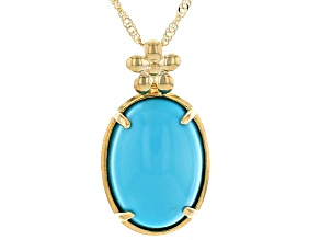 Pre-Owned Blue Sleeping Beauty Turquoise 10k Yellow Gold Pendant With Chain