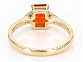 Pre-Owned Fire Opal And White Diamond 14k Yellow Gold Ring 0.48ctw