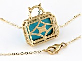 Pre-Owned Blue Sleeping Beauty Turquoise With White Diamond 10k Yellow gold Necklace 0.23ctw