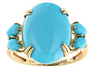 Picture of Pre-Owned Blue Sleeping Beauty Turquoise 10k Yellow Gold Ring