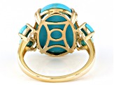 Pre-Owned Blue Sleeping Beauty Turquoise 10k Yellow Gold Ring