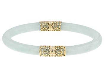 Picture of Pre-Owned Green Jadeite 10k Yellow Gold Oval Bracelet