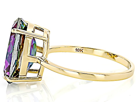 Pre-Owned Mystic Fire® Green Topaz 10K Yellow Gold Ring 6.21ct