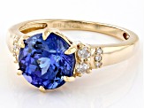 Pre-Owned Blue Tanzanite With White Diamond 14k Yellow Gold Ring 2.88ctw