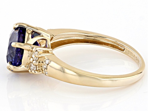 Pre-Owned Blue Tanzanite With White Diamond 14k Yellow Gold Ring 2.88ctw