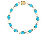 Pre-Owned Blue Sleeping Beauty Turquoise 14k Yellow Gold Bracelet 0.05ctw
