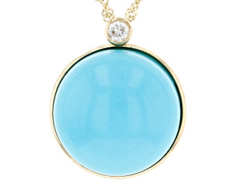 Picture of Pre-Owned Blue Sleeping Beauty Turquoise 14k Yellow Gold Pendant With Chain