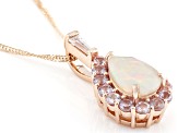 Pre-Owned Multi Color Opal 10k Rose Gold Pendant With Chain 1.38ctw