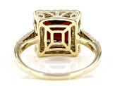Pre-Owned Red Garnet With White Zircon 10k Yellow Gold Ring 3.27ctw