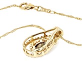 Pre-Owned Multi Color Andalusite with White Zircon 10K Yellow Gold Pendant with Chain 0.97ctw