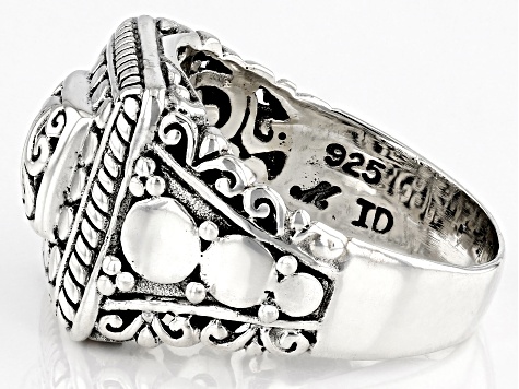 Pre-Owned Sterling Silver Jawan Beaded & Filigree Ring