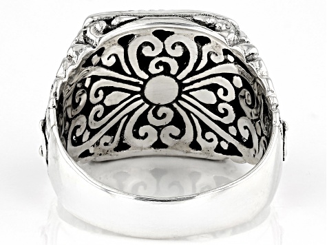 Pre-Owned Sterling Silver Jawan Beaded & Filigree Ring
