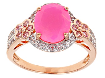 Picture of Pre-Owned Pink Ethiopian Opal With Pink Spinel And White Zircon 10k Rose Gold Ring 1.72ctw