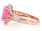 Pre-Owned Pink Ethiopian Opal With Pink Spinel And White Zircon 10k Rose Gold Ring 1.72ctw