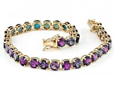 Pre-Owned Blue Lab Created Alexandrite 10k Yellow Gold Bracelet 16.55ctw