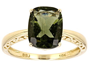 Picture of Pre-Owned Green Moldavite 10k Yellow Gold Ring 1.80ct
