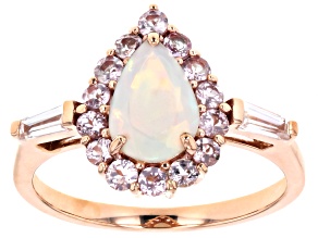 Pre-Owned Multi Color Opal 10k Rose Gold Ring 1.49ctw