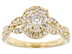 Pre-Owned White Diamond 14k Yellow Gold Cluster Ring 1.00ctw