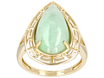 Picture of Pre-Owned Green Jadeite 14k Yellow Gold Ring
