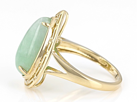 Pre-Owned Green Jadeite 14k Yellow Gold Ring