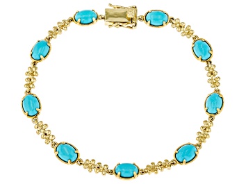 Picture of Pre-Owned Blue Sleeping Beauty Turquoise 10k Yellow Gold Bracelet