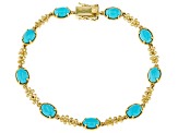 Pre-Owned Blue Sleeping Beauty Turquoise 10k Yellow Gold Bracelet