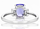 Pre-Owned Blue Tanzanite with White Diamond Rhodium Over 10k White Gold Ring 1.43ctw