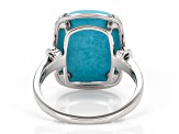 Pre-Owned Blue Sleeping Beauty Turquoise With Blue Diamond Rhodium Over 14k White Gold Ring