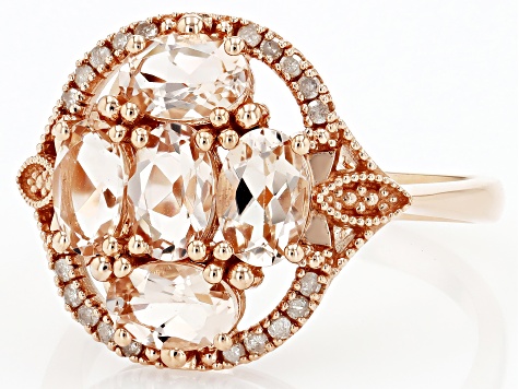 Pre-Owned Morganite With White Diamond 10k Rose Gold Ring 1.58ctw