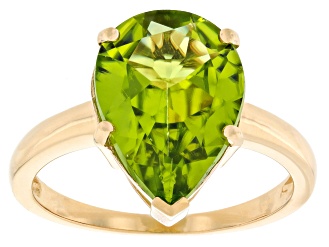 Pre-Owned Green Peridot 10k Yellow Gold Ring 4.68ct