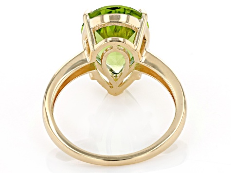 Pre-Owned Green Peridot 10k Yellow Gold Ring 4.68ct