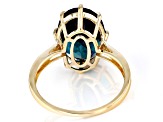 Pre-Owned Blue Lab Created Alexandrite with White Diamond 10k Yellow Gold Ring 5.13ctw