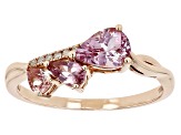 Pre-Owned Color Shift Garnet With White Diamond 10K Rose Gold Ring 1.08ctw