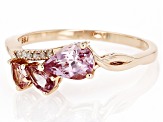 Pre-Owned Color Shift Garnet With White Diamond 10K Rose Gold Ring 1.08ctw