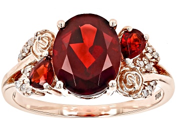 Picture of Pre-Owned Red Garnet With White Diamond 10K Rose Gold Ring  2.82ctw