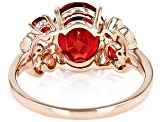 Pre-Owned Red Garnet With White Diamond 10K Rose Gold Ring  2.82ctw