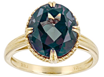 Picture of Pre-Owned Blue Lab Created Alexandrite 10k Yellow Gold Ring 5.00ct