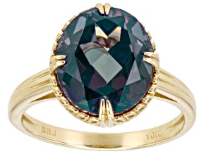 Pre-Owned Blue Lab Created Alexandrite 10k Yellow Gold Ring 5.00ct